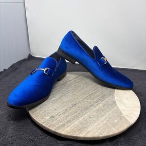 Alberto Fellini Mens Cobalt Blue Velvet Bit Loafers Scotland 11 Dress Shoes